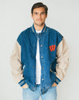 Wisconsin - Denim Varsity Jacket