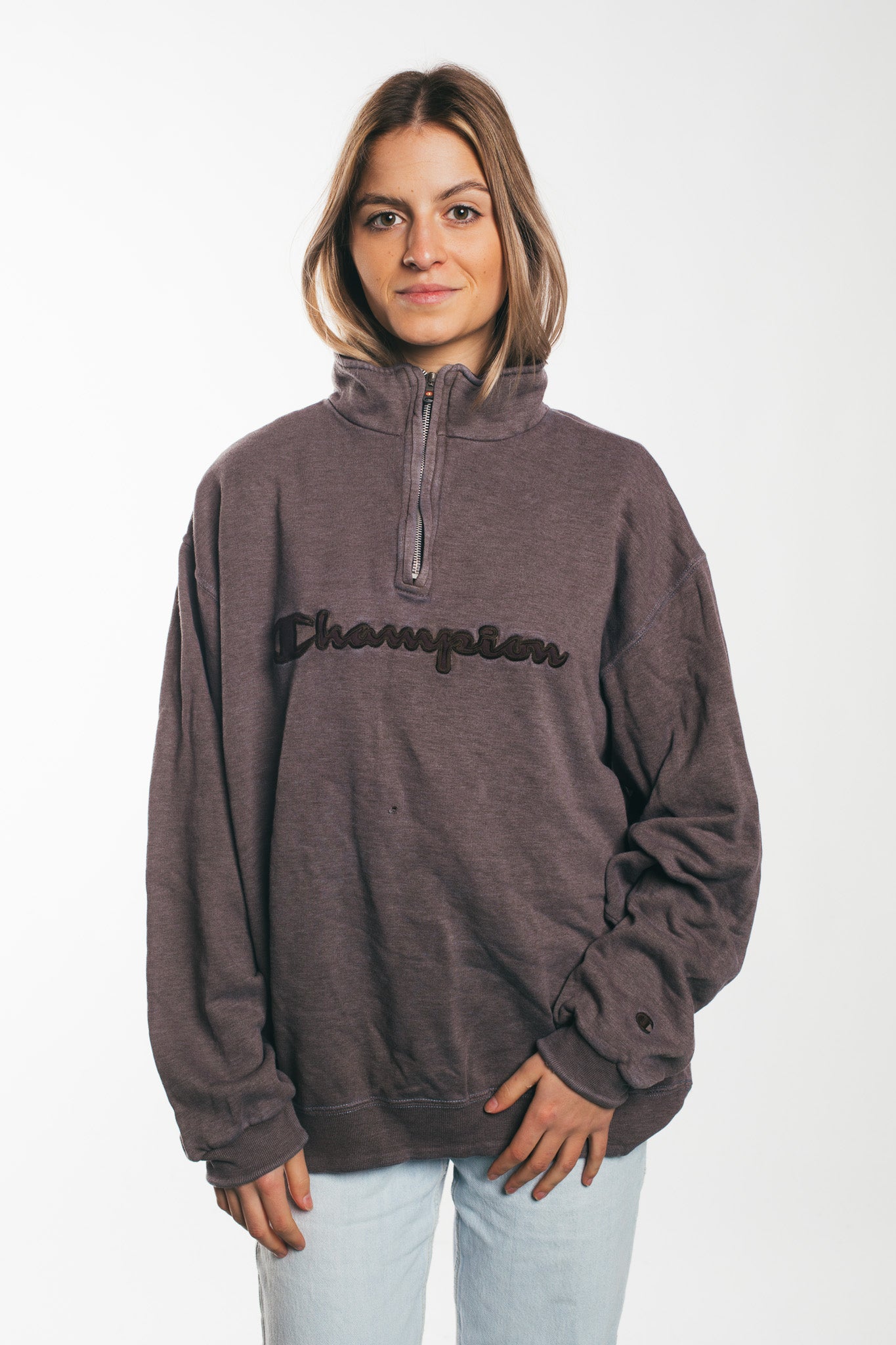Champion quarter zip fleece deals
